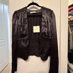 Philosophy di Lorenzo Serafini Black Satin Button Down Shirt